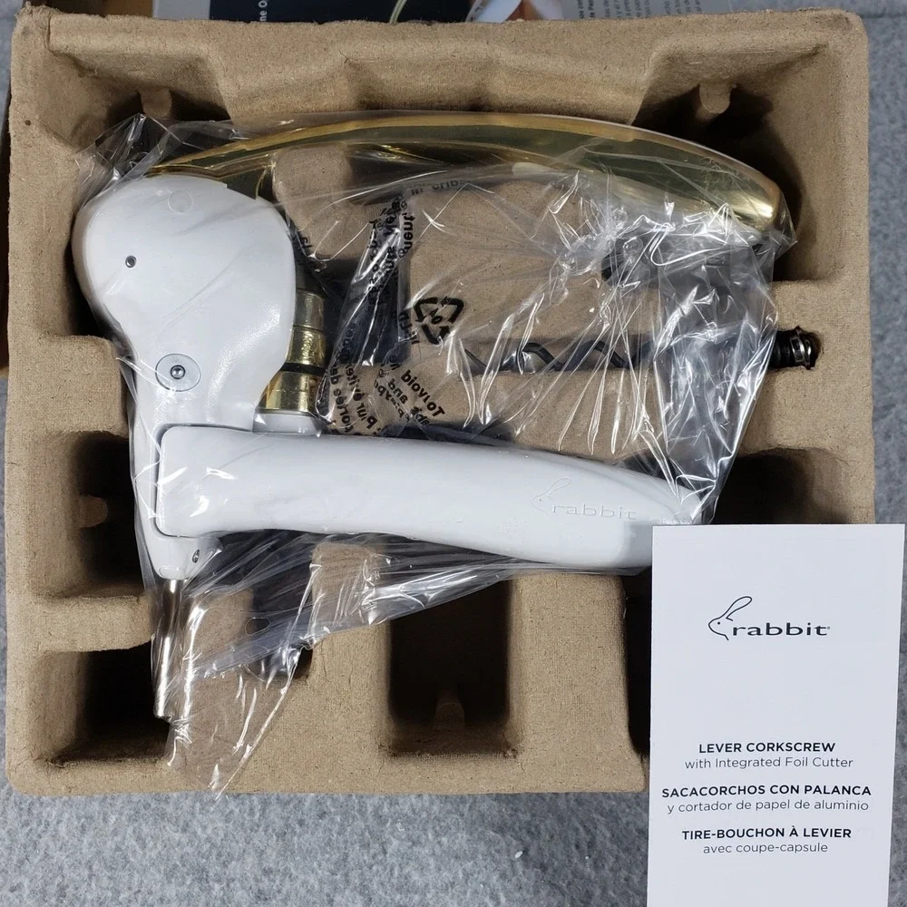 Rabbit Lever Corkscrew‎ White Wine Bottle Opener NIB Quiet Luxury Chic Gourmet